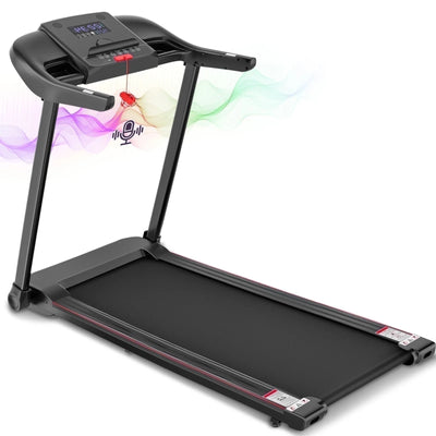 Folding Electric Treadmill with Bluetooth and Voice Control for Home and Office, Speed Range 0.5-7.5 MPH