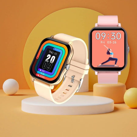 Smart Fitness Tracker Watch for Android/Ios - IP68, Heart Rate/Blood Oxygen/Sleep Monitoring, 8 Sports Modes, Breath Training, Weather Updates - 1.69-Inch Display for Men and Women (Rose Gold)